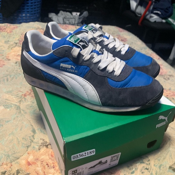 Vintage Puma Easy Rider lll Runing Shoes - blue , white fabric - Picture 2 of 6
